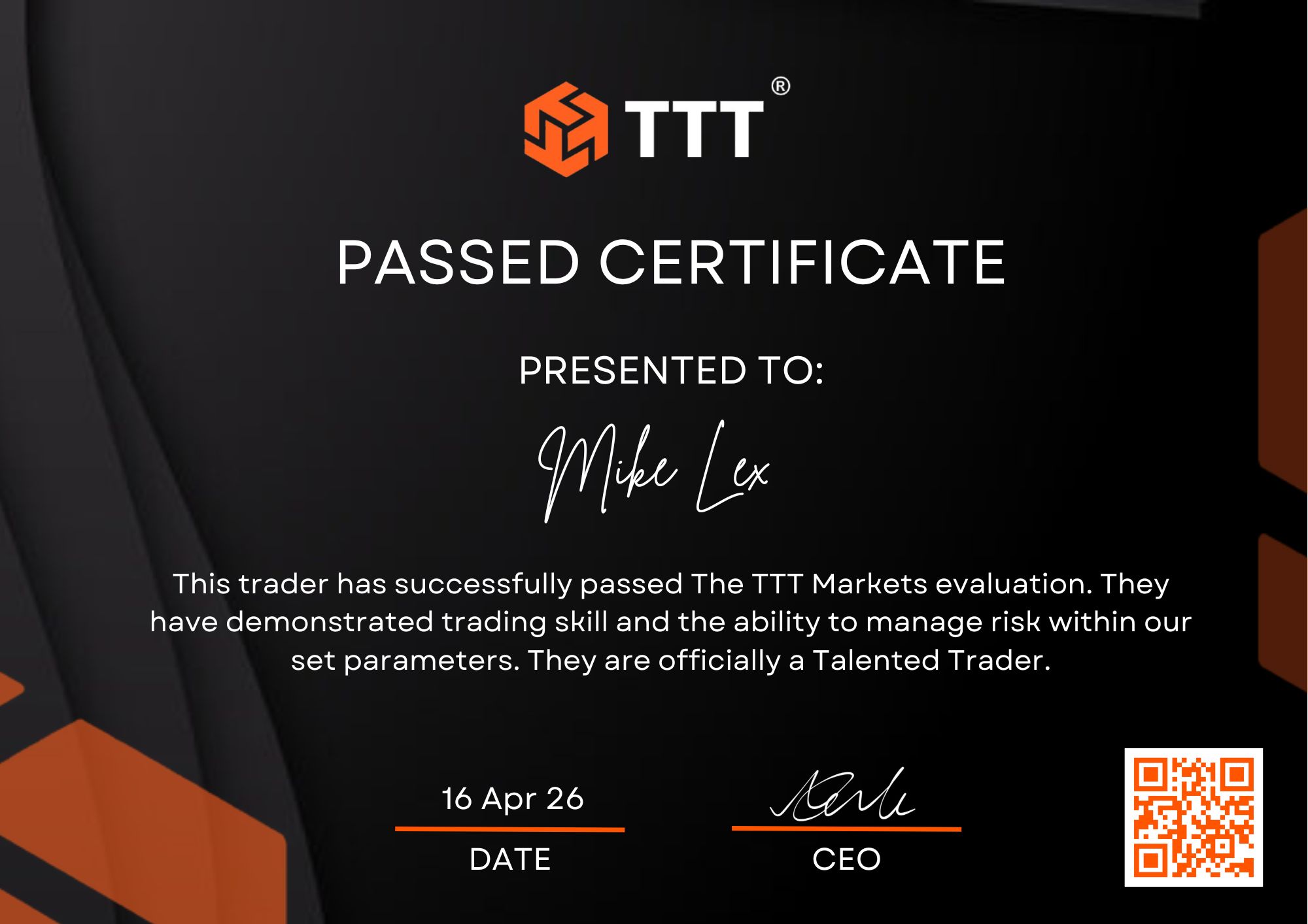 Passed certificate