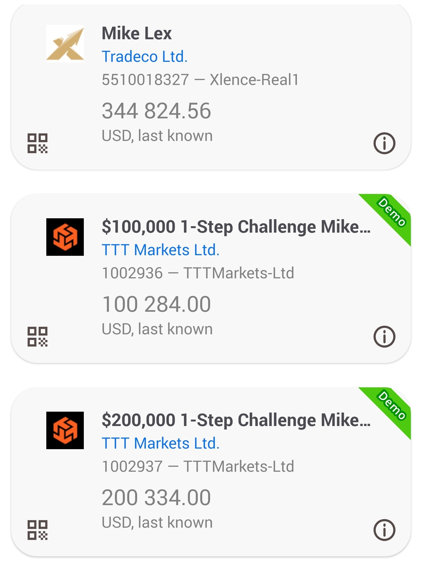 MT5 account view